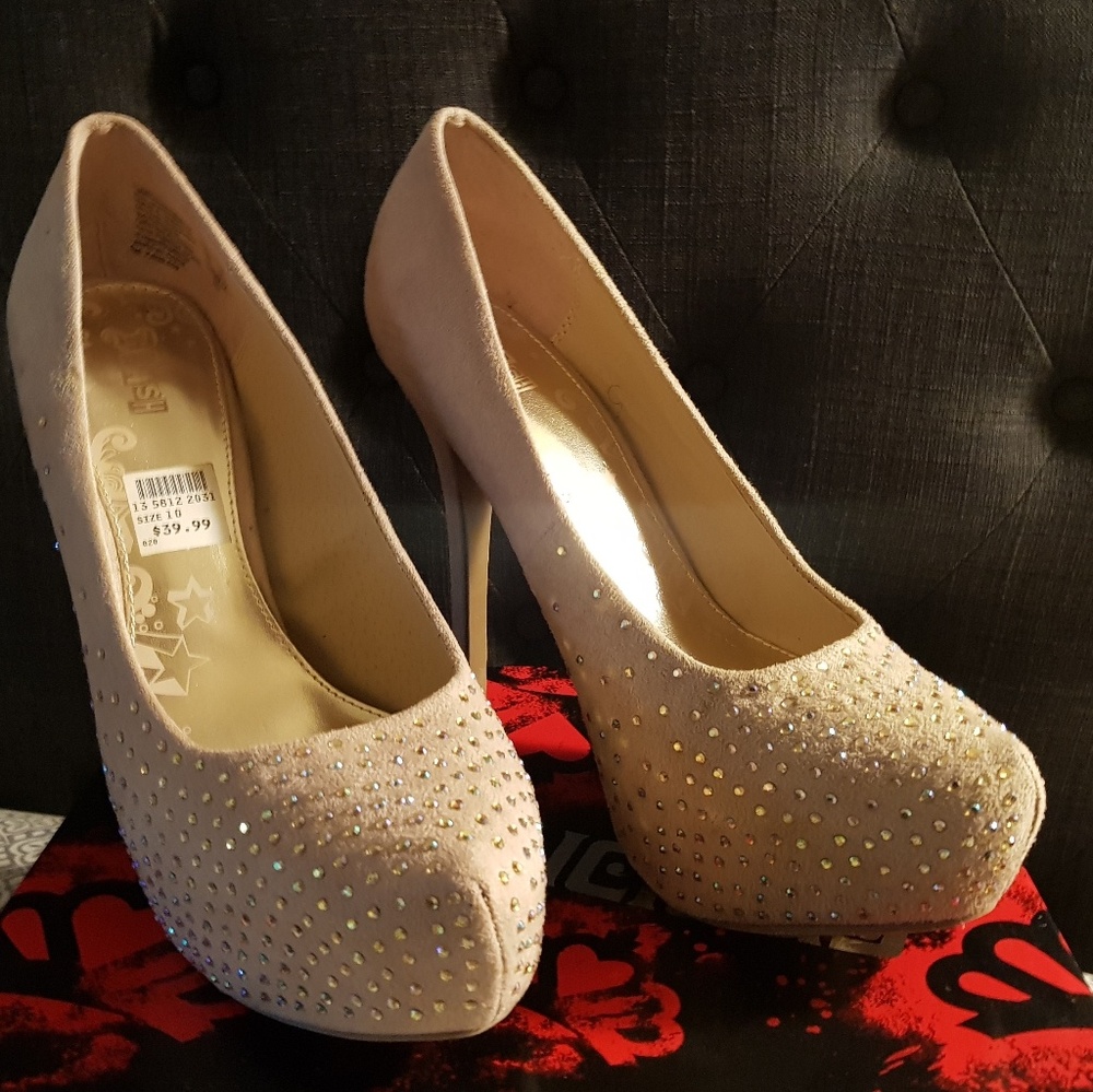 Cream Rhinestone Heels